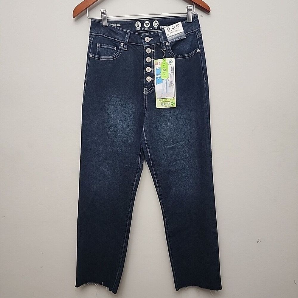 Peace Love Eco Rewash Jeans High Rise Mom Stovepipe Raw Hem Button Fly Size 1/25